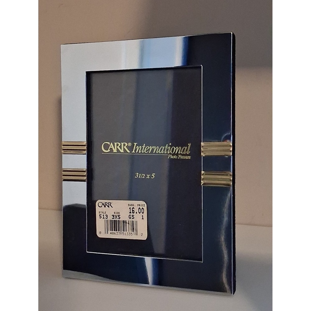 Carr International 3x5 Picture Frame Silver Tone Gold Accent Modern Mixed Metal‎